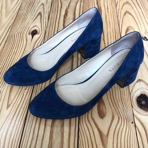 Navy blue suede block heels - Talbots